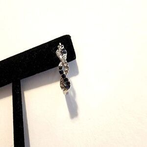 Unbranded Silver Toned Pierced Earrings With Black and Clear Stones NWOT